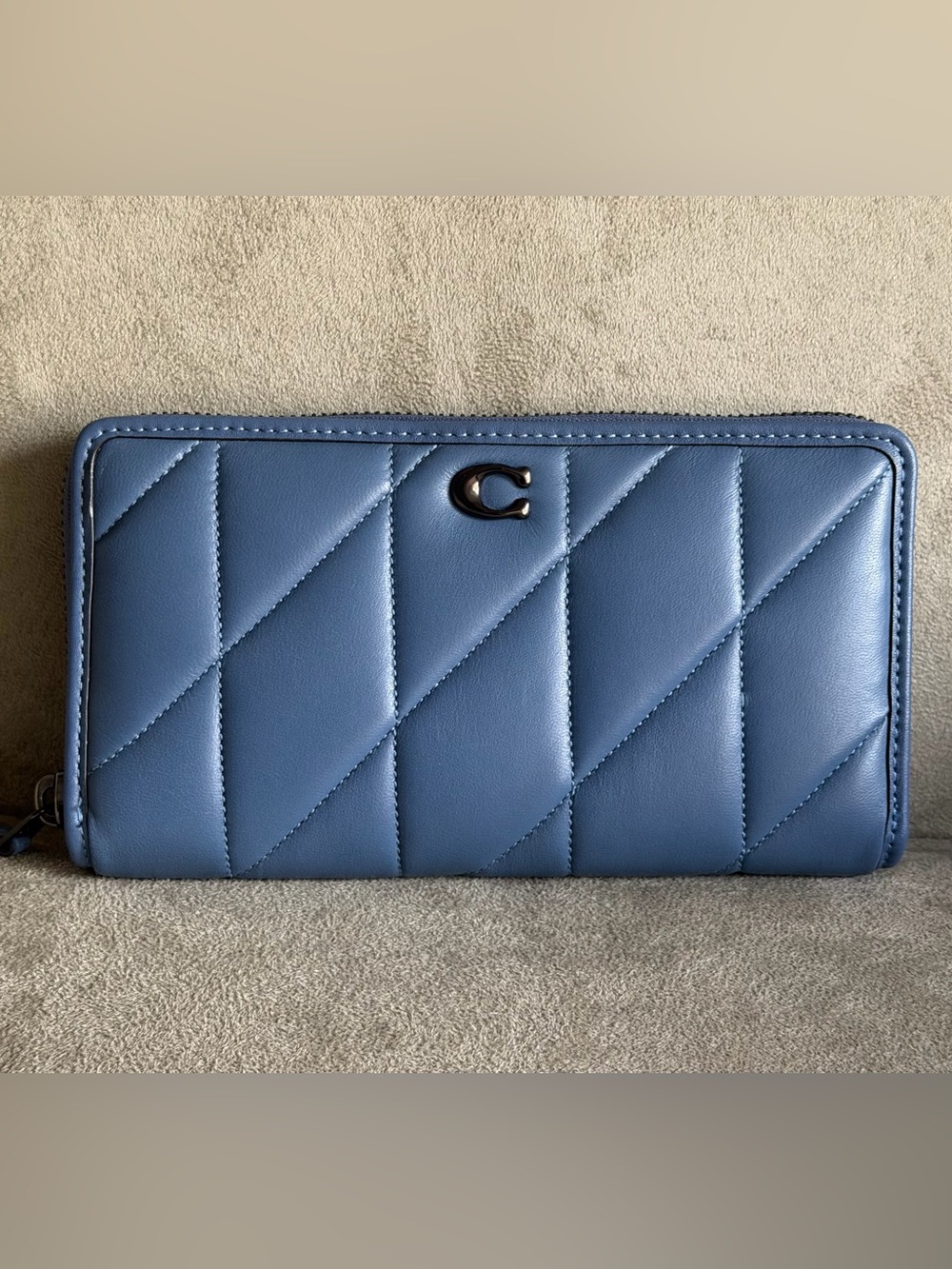 Coach Quilted Accordion Zip Wallet in Washed Chambray Style C8570